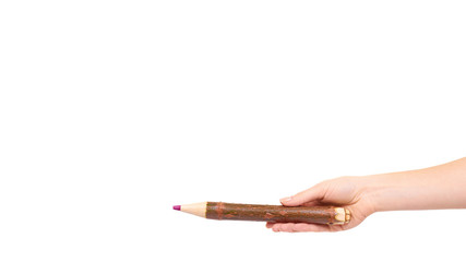 Big wooden pencil, learning supply.