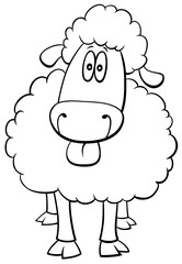 sheep farm animal character coloring book page
