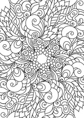 Zen doodle coloring page. Indian paisley style illustration. Zentangle inspired artwork. Henna mehndi ornaments.