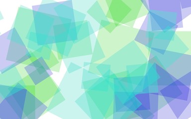 Multicolored translucent squares on white background. 3D illustration