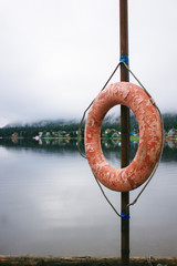 lifebuoy on Lake Teletskoye