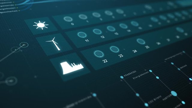 Energie HUD-Display Sonne, Windrad, Kraftwerk 03