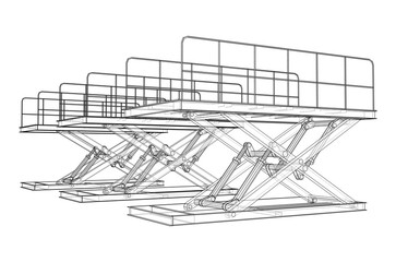 Scissors lift concept outline. Vector