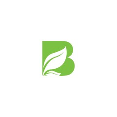 letter B with leaf logo vector