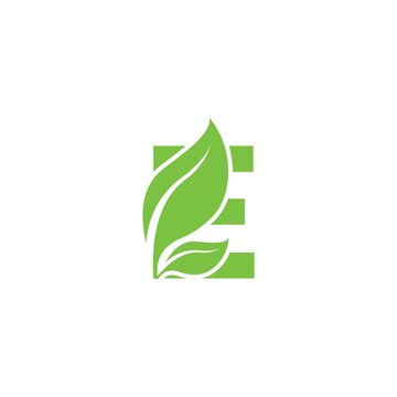 Letter E With Leaf Logo Vector