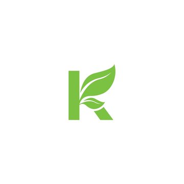 Letter K With Leaf Logo Vector