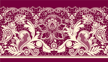 Seamless lace. All elements and textures are individual objects. Vector illustration scale to any size.