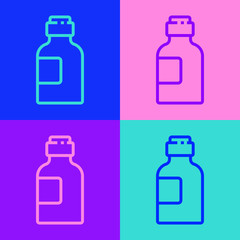 Pop art line Bottle of medicine syrup icon isolated on color background. Vector Illustration
