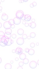 Pink colored background with purple bubbles. Wallpaper, texture purple balloons. 3D illustration