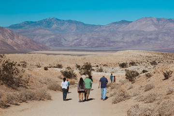 Hiking group in the desert