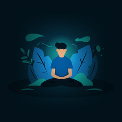 Man do mind meditation illustration