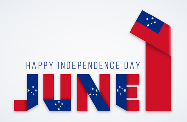 June 1 Independence Day of Samoa congratulatory design with samoan flag elements. Vector illustration.