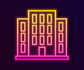 Glowing neon line House icon isolated on black background. Home symbol. Vector Illustration