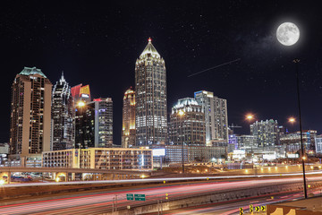 SuperMoon During Atlanta nights