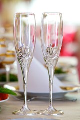 Crystal glasses for newlyweds wedding