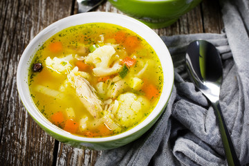 Tasty homemade pickled cucumber soup.