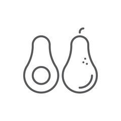 Whole avocado fruit and halves vector icon symbol fruits isolated on white background