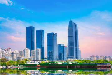 Fototapeta premium City scenery of Suzhou Industrial Park, Jiangsu Province, China