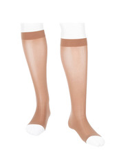 Medical Compression Stockings for varicose veins and venouse therapy. Compression Hosiery.  Sock for sports isolated on white background