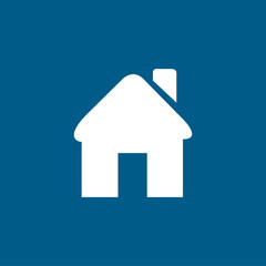 Fototapeta na wymiar Home Icon On Blue Background. Blue Flat Style Vector Illustration
