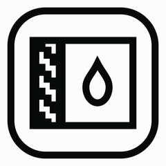 Waterproof flat icon. New water repellent icon. Square anti-corrosion icon. New waterproof icon. Dark water protection icon. Vector icon.