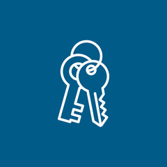 Key Line Icon On Blue Background. Blue Flat Style Vector Illustration