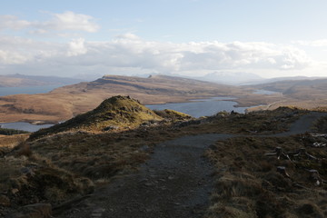 A rugged landscape against a blue sky. 