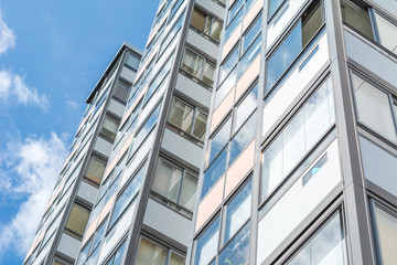 Modern Giant  Apartment Building Blue Sky Facade Home Residential Structure