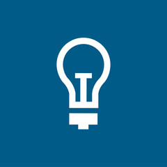 Light Bulb Icon On Blue Background. Blue Flat Style Vector Illustration