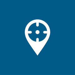 Locator Icon On Blue Background. Blue Flat Style Vector Illustration