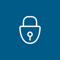 Lock Line Icon On Blue Background. Blue Flat Style Vector Illustration
