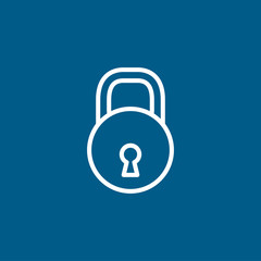 Lock Line Icon On Blue Background. Blue Flat Style Vector Illustration