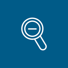 Magnifying Glass Minus Line Icon On Blue Background. Blue Flat Style Vector