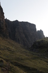 A dramatic rock face in the mountains.