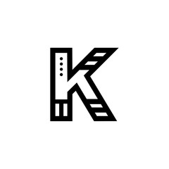 Vector Bold Geometric Lines Dots Logo Letter K