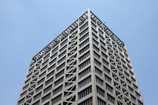 NAGOYA, JAPAN - APRIL 29, 2012: NTT Data Fushimi Building in Nagoya, Japan. NTT Data is a Japanese system integration company, one of largest IT companies in the world.