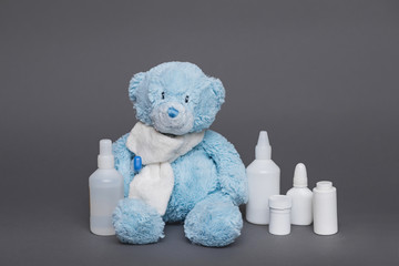 Plastic packaging medicine bottles for cosmetics vitamins pills or capsules. A container mock-up of an object to illustrate a drug pill.