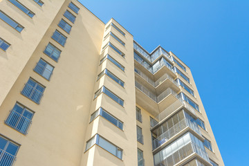 Modern Luxury Scandinavia Apartment Building Blue Sky Facade Home Residential Structure