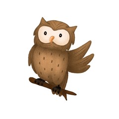 Illustration for children. Cute owl.