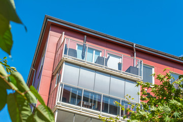 Modern Luxury Scandinavia Apartment Building Blue Sky Facade Home Residential Structure