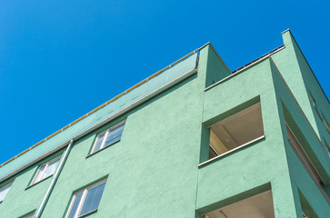 Modern Luxury Scandinavia Apartment Building Blue Sky Facade Home Residential Structure