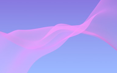 Pink wave on blue sky abstract background. Fluttering pink scarf. Waving on wind pink fabric. 3D illustration