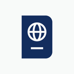 World passport with line vector minimalistic icon. Legal tourism pay vector symbol. Document cover icons set for web design. Travel concept flat icons for app design. Id emigration sign