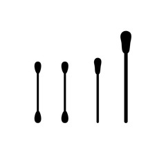 Cotton bud icon on white background. Cotton swab. Silhouette vector design. 