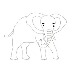 Vector black and white cute cartoon elephant. Elephant clipart. vector illustration.