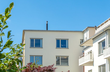 Modern Luxury Scandinavia Apartment Building Blue Sky Facade Home Residential Structure