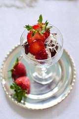 ice cream with strawberries