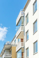 Modern Luxury Scandinavia Apartment Building Blue Sky Facade Home Residential Structure