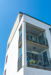 Modern Luxury Scandinavia Apartment Building Blue Sky Facade Home Residential Structure