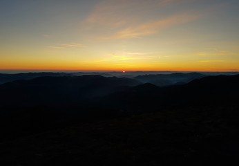 Beautiful view of the horizon from a mountain peak at sunrise